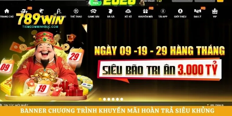 Banner chương trình khuyến mãi hoàn trả siêu khủng