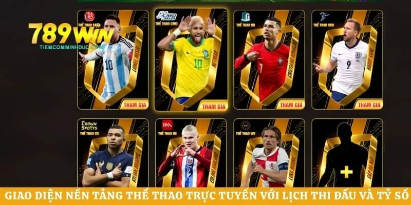 Giao diện nền tảng thể thao trực tuyến với lịch thi đấu và tỷ số cập nhật liên tục 