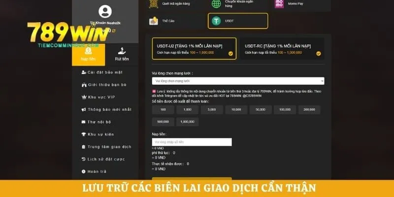 Lưu trữ các biên lai giao dịch cẩn thận